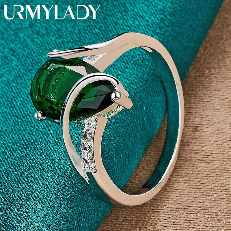 URMYLADY 925 Sterling Silver Kropla wody Turkus 7-10 #   Pierścionek dla kobiet ślubny urok zaręczynowy biżuteria