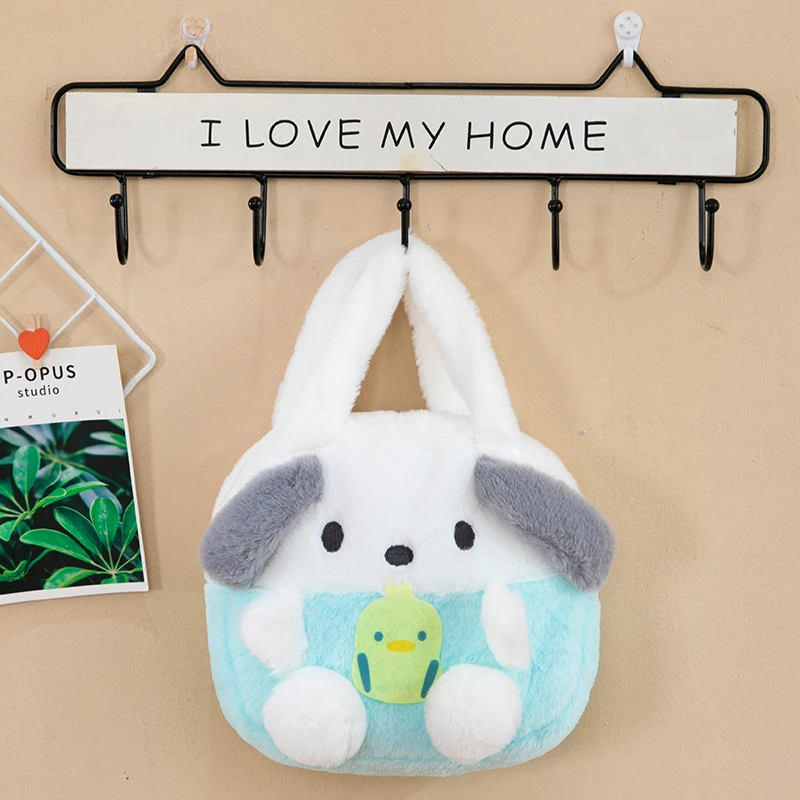 Kawaii Sanrio Kuromi Cinnamoroll Hello Kitty My Melody Soft Plush Tote Bag Anime Pompom Purin Pochacco Handbag Storage Bag Girls