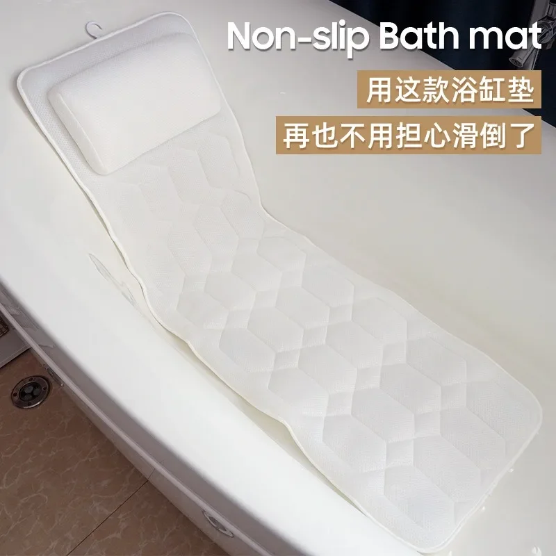 

Excellent 3D Bathtub Mat, Non-slip Bath Mat for Bathtub, Pillow Hotel Household Bathroom Non-slip SPA Massage Mat