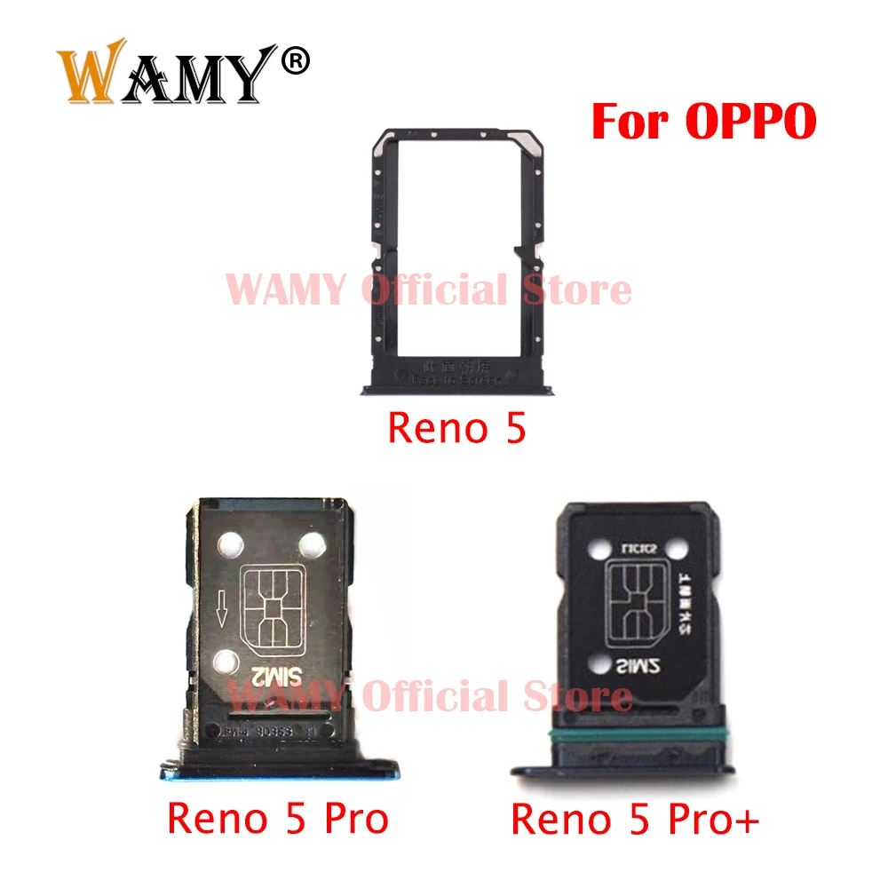 WAMY New Sim Card Slot Holder Tray For OPPO Reno 5 Pro/ Reno 5/ Reno 5 Pro Plus Sim Reader Socket Repair Parts