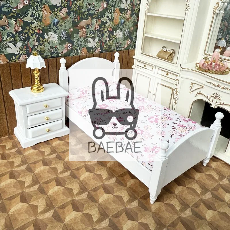 

1:12 кукольный домик, миниатюры, деревянная односпальная кровать, тумбочка, набор, модель кукольного дома, спальня, декор сцены, украшения, ролевые игры, игрушки «сделай сам»