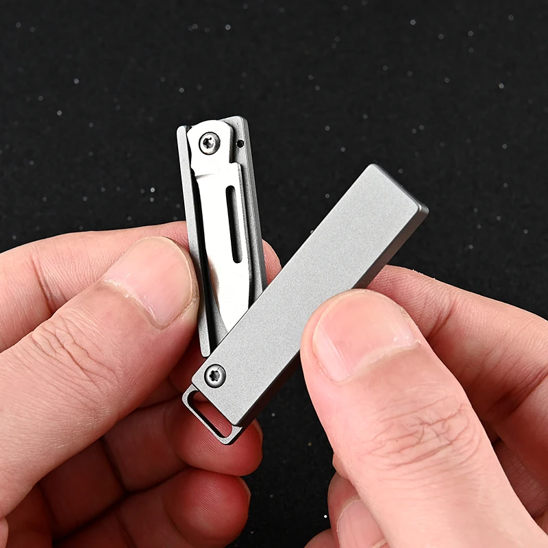 Titanium Alloy MINI Gear Folding Knife D2 Blade Multifunctional Outdoor EDC Self-defens Tool Outdoor Portable Utility Keychain