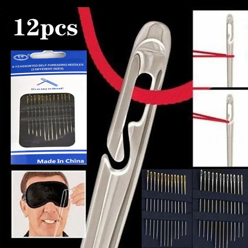 36Pcs Sewing Needles Blind Set Side Opening Hole Fast Throughing Stainless Steel Darning Hand Needle Tools Home Diy Jewelry