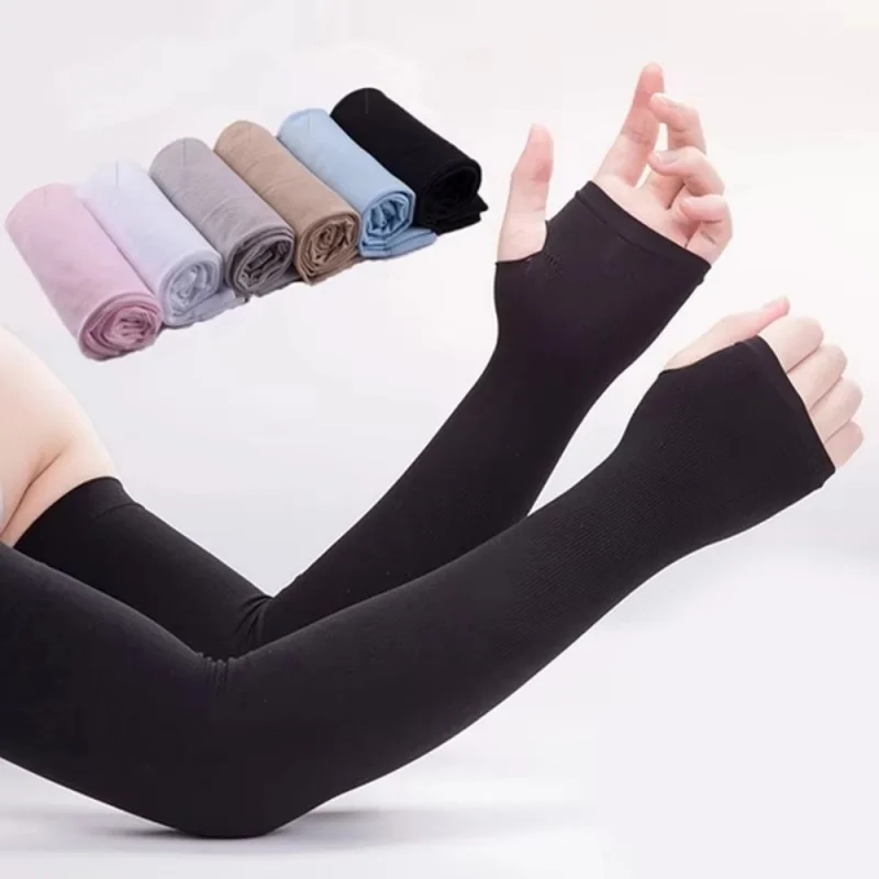 1/2 stücke Sommer Eis Seide Lange Ärmel Anti-Sonnenbrand Arm Abdeckung Männer Frauen Manschette Neue Coole Hand Ärmeln anti-UV Radfahren Arm Hülse