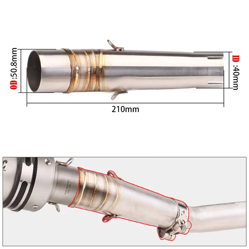Motorcycle Exhaust Muffler Pipe Link Pipe  Exhaust Performance Stainless Steel Escape FOR HONDA NC700 NC750X NC750 2012-2017