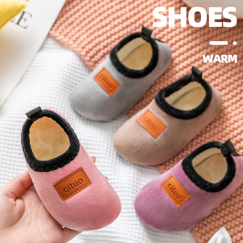 Winter Warm Baby Slippers Toddler Plush Floor Sock Shoes Boys Girl Children Soft Anti-slip Walking Shoes Indoor Home Kids Shoes