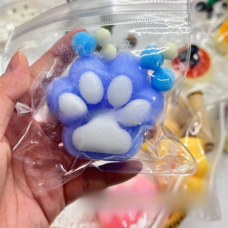 Cute Squeeze Cat Paw Pinch Toy Blingbling Slow Rebound Stress Relief Toys Transparent Gift Sticky Stress Relief Relax Toys