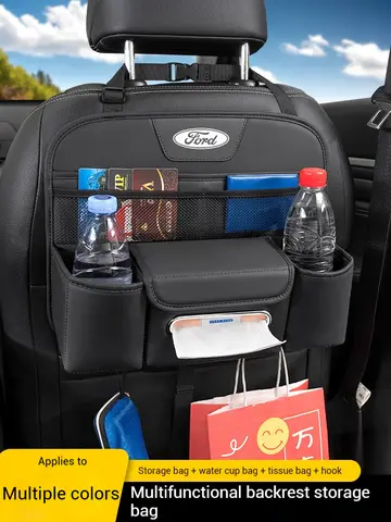 Seggiolino auto Organizer Sedile posteriore Borsa di stoccaggio di grande capacità per Ford Ranger Edge Explorer ST C-max Fiesta Kuga Mondeo Focus Raptor