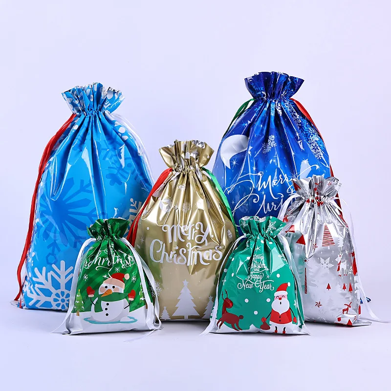 

58x43cm / 49x69cm Large Capacity Christmas Gift Bag Sacks Cookies Storage Christmas Drawstring Bags Packaging Xmas Supplies 1PCS