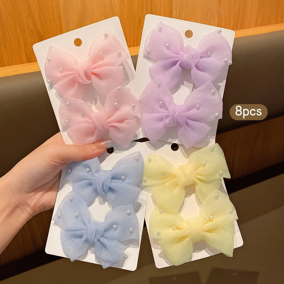 8 Sweet Wind Bow Hair Clips Korean Edition Suitable for Daily Use Hair Accessories