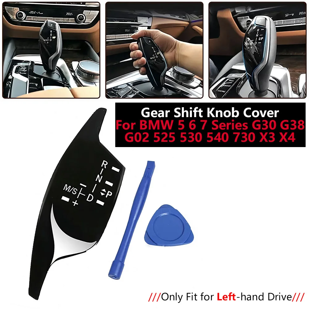 LHD Car Gear Shift Knob Panel Trim Cover Button Sticker For BMW 5 6 7 Series G30 G38 G02 525 530 Auto Parts Accessories