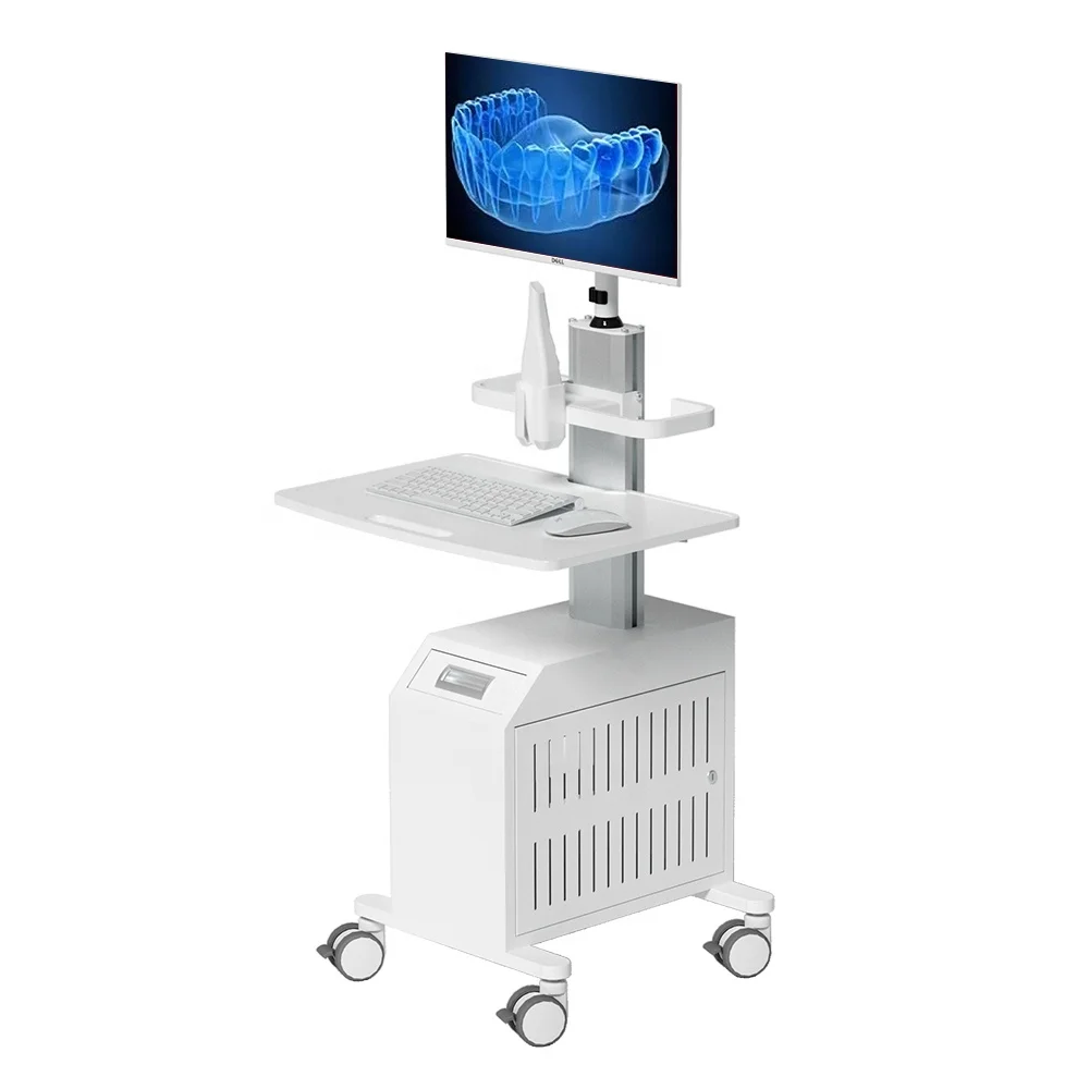 Medical Dental Oral Scanning Cart for Hospital Dental With Monitor Mount Oral Scanner Holder CPU Holder Box Mobile Nurse Cart