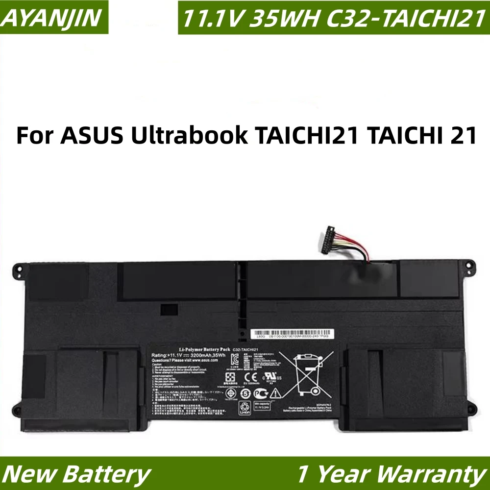 C32-TAICHI21 11.1V 3200mAh 35WH Laptop Battery for ASUS Ultrabook TAICHI21 TAICHI 21 C32-TAICHI21