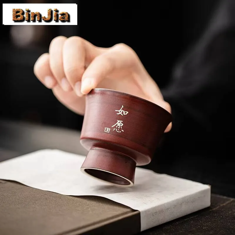 2 قطعة/الوحدة الزعرور الأحمر الوردي يين ماستر كوب اليابانية النقي الفضة مكتوبة بخط اليد فنجان الشاي خمر وعاء الشاي الجميل العطور 65 مللي