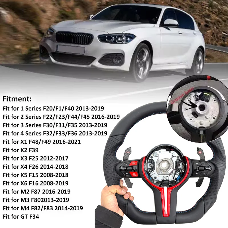 Carbon Fiber Steering Wheel for BMW F30 F10 F31 F20 E90 Adopts Genuine Carbon Fiber and Sports Steering Car Accessories//M Blue image 3