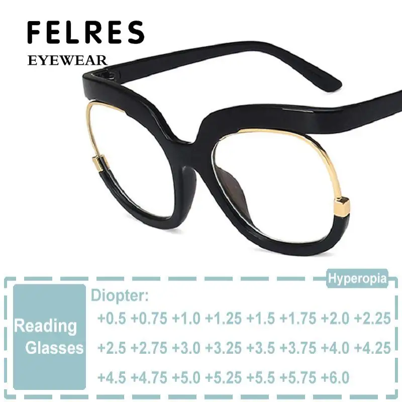 

Large Half Frame Classic Vintage Square Prescription Reading Glasses Women Rainbow Presbyopia Eyewear Clear Oversized Eyeglasses