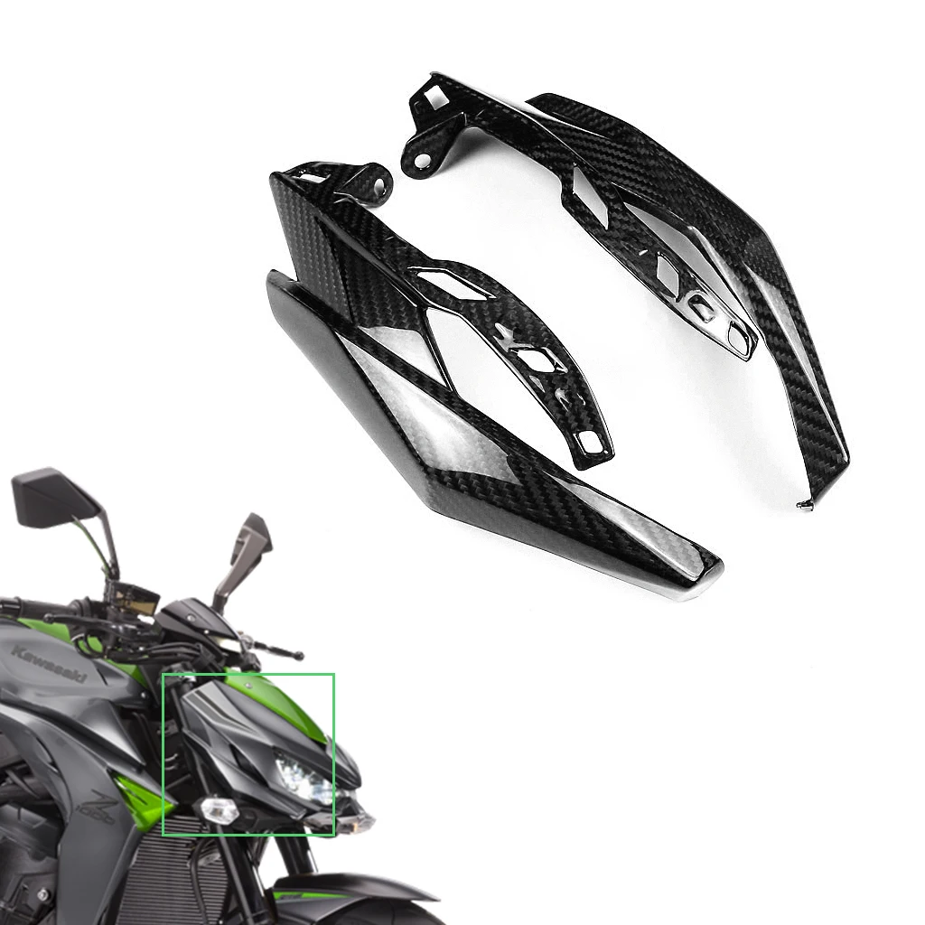 Carbon Fiber Motorcycle Accessories Headlight Front Side Fairing Cover Panels For Kawasaki Z1000 2014 - 2017 2018 2019 2020 2021