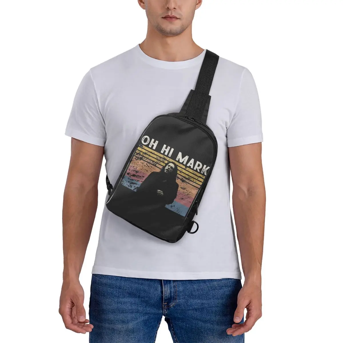 

Oh Hi Mark Vintage Chest Bag Crossbody Backpack Sling Shoulder Bag For Men Travel Hiking Daypack