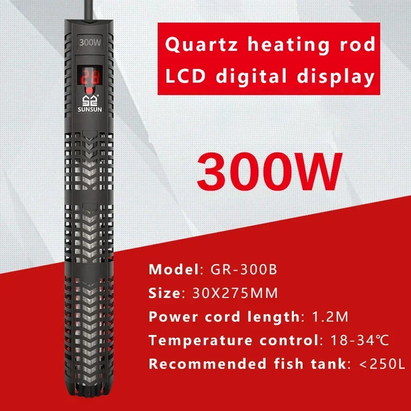 Sunsun LCD Digital Display Constant Heater Submersible Adjustable Heating For Aquarium Fish Tank Temperature Control GR 100-500W