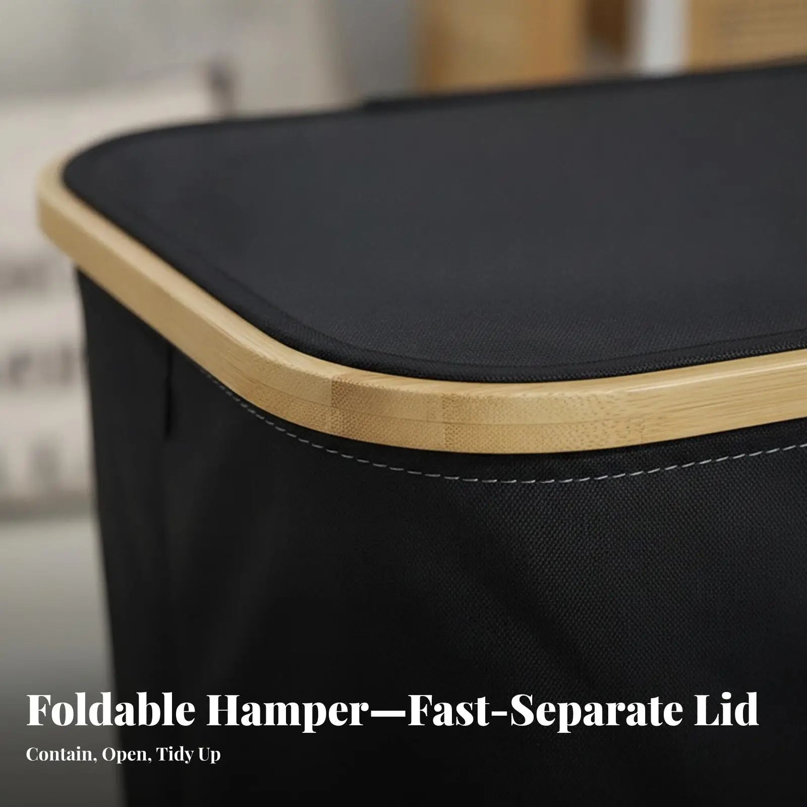 Waterproof Laundry Basket Foldable Oxford Cloth Tall Hamper with Lid for Laundry Room Storage Organization