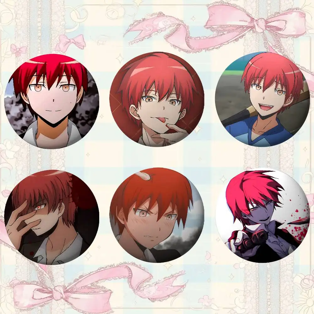 Anime Cartoon Karma Akabane Broschen Stilvolle Ornament Pins Exquisite Runde Abzeichen Tasche Zubehör Schmuck Geschenke