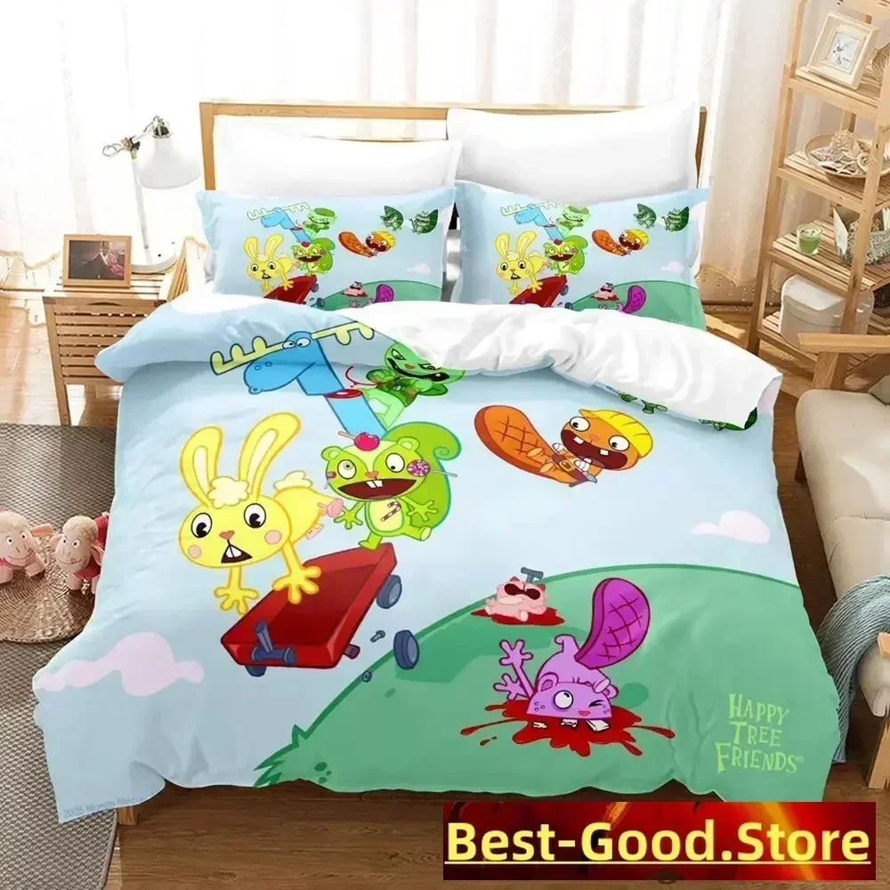2023 Happy Tree Friends Bedding Set Single Twin Full Queen King Size Bed Set Aldult Kid Bedroom Duvetcover Sets Anime