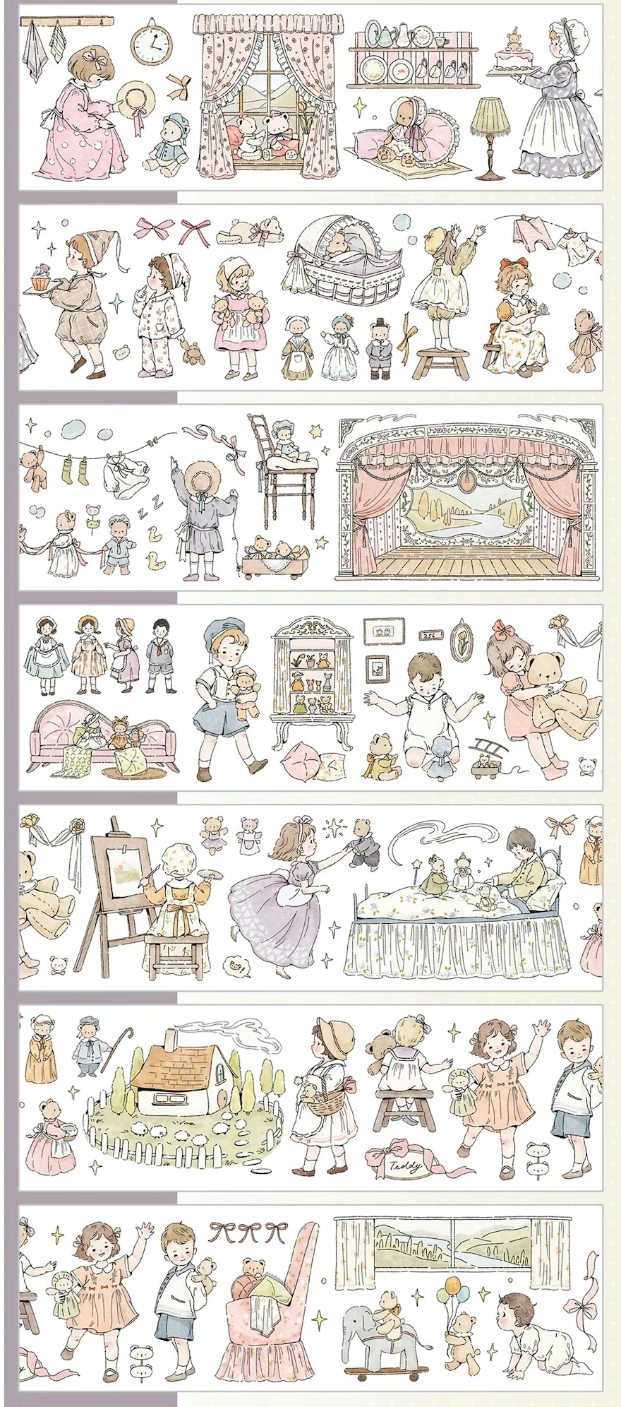 Bear Time Washi Tape PET Shine - ملصقات مجمعة بيضاء لطيفة للفتيات من أجل Deco Craft