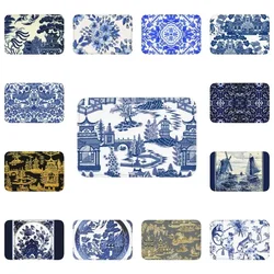 Blue Willow Ancient Ming Porcelain Floor Door Bath Kitchen Mats Outdoor Chinoiserie Pattern Doormat Garden Entrance Rug Carpet