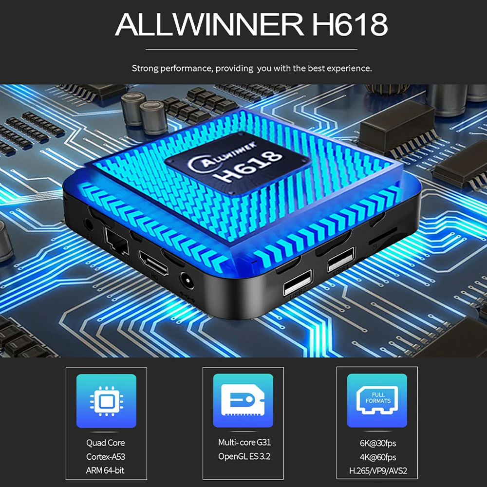 T95 Max Android 14 TV Box 8GB 128GB H618 Set Top Box رباعي النواة Dual Wifi 2.4G & 5G 6K مشغل الوسائط الذكي Google Voice Assistant