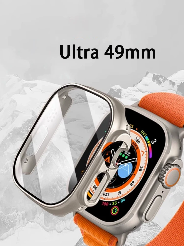 Glas + Abdeckung für Apple Watch Ultra2 49 mm Smartwatch PC Bumper Displayschutzfolie aus gehärtetem Glas Zubehör iwatch Ultra Hülle