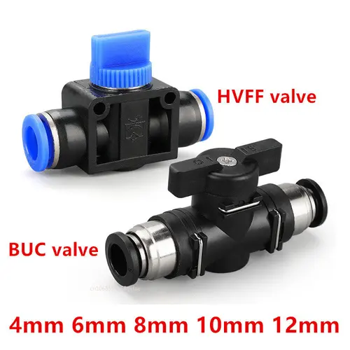 BUCC HVFF válvula de mano de aire, Conector de junta rápida de empuje neumático para girar el interruptor, controlador Manual de plástico, 4mm, 6mm, 8mm, 10mm, 12mm