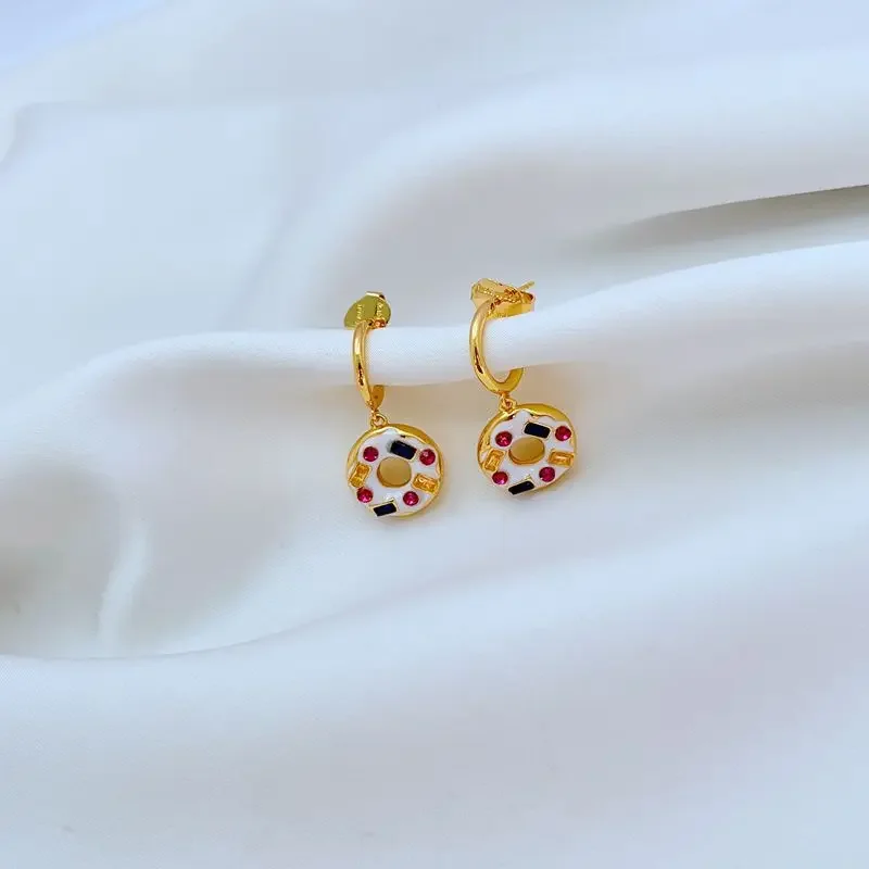 

KS European and American Fashion Creative Fun Diamond Inlaid Donut Niche Sweet Earrings