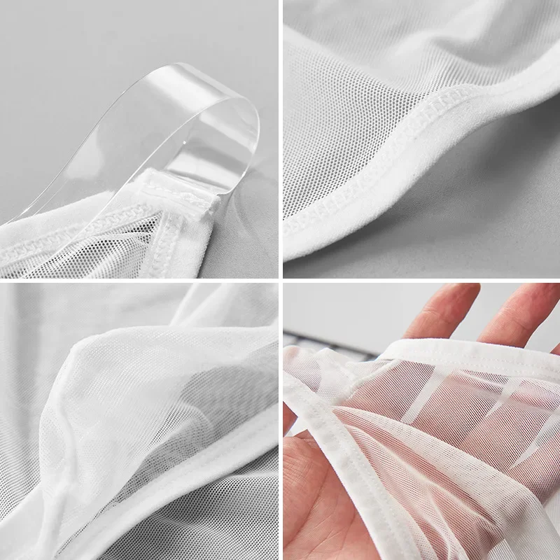 Underwear Men Mesh Transparent Jockstrap High Fork U Convex Pouch G-String Briefs Low Waist Breathable Thong Lingerie Panties