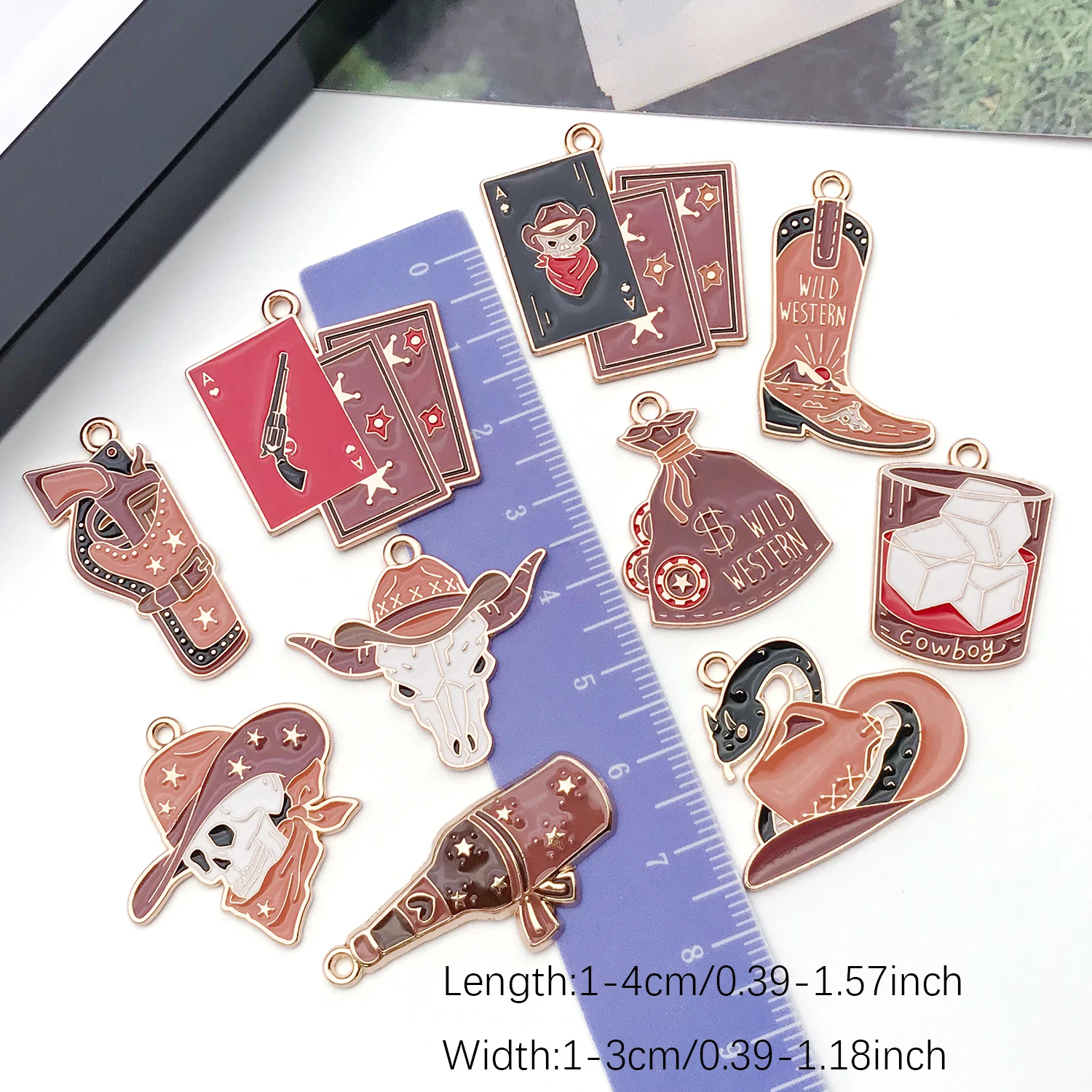 30 ciondoli da cowboy occidentale in lega di cavallo occidentale, cappello da cowboy, stivali da cowboy, pendenti con testa di toro per accessori per la creazione di gioielli fai da te