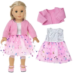Doll Clothes for 16-18Inch 40-45cm Doll Baby Doll Sweater Butterfly Skirt Reborn Doll Clothes Accessory Baby Girl Gift