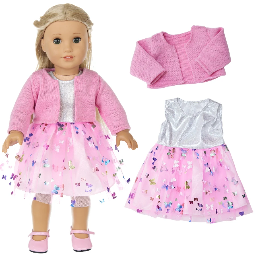 Doll Clothes for 16-18Inch 40-45cm Doll Baby Doll Sweater Butterfly Skirt Reborn Doll Clothes Accessory Baby Girl Gift