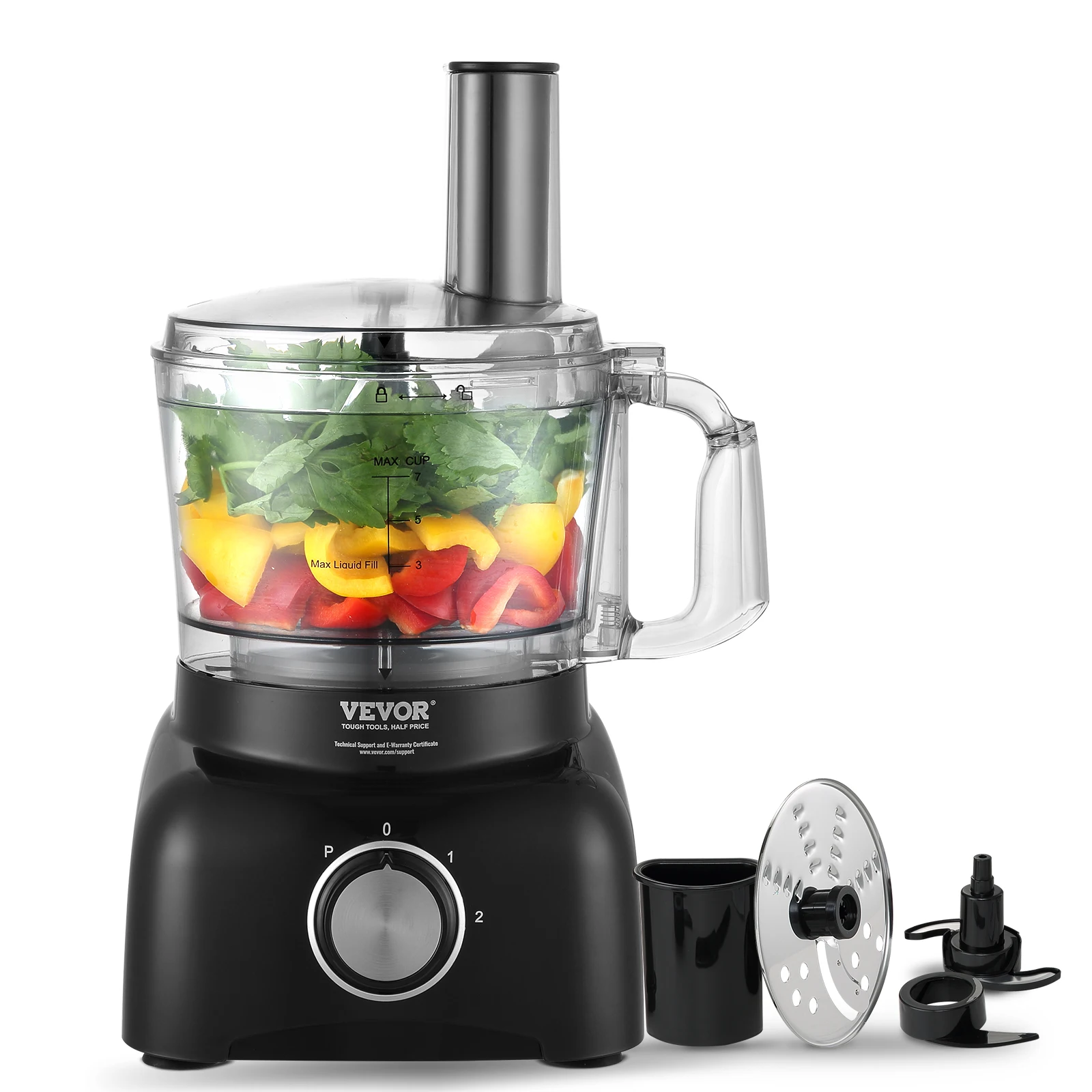 

VEVOR Food Processor 7-Cup Vegetable Chopper for Chopping Slicing 350 Watts Stainless Steel Blade Professional Electric Food