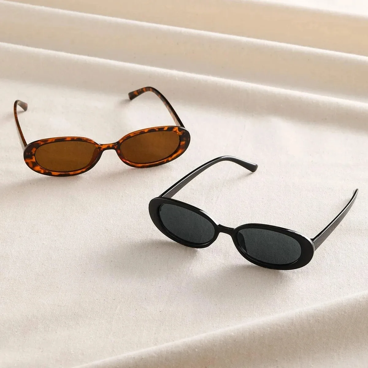 2PCS Women Small Oval Sunglasses Vintage Women's Brand Designer Sun Glasses Fashion UV Protection Shades image 5