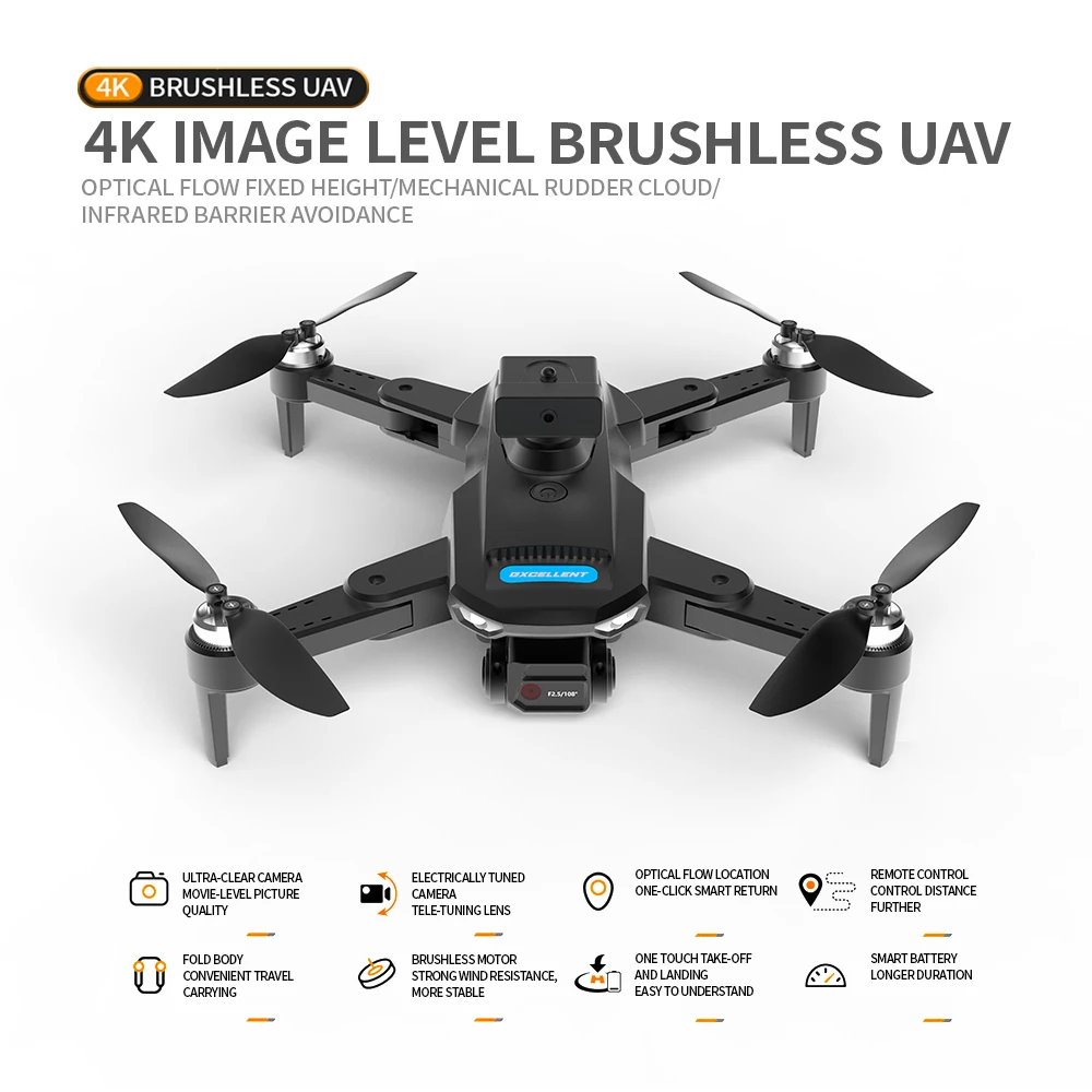 S22 Drone with 4K Camera,194G Foldable RC Quadcopter with 328 Feet Control Range, Brushless Motor, 2.4G, 36