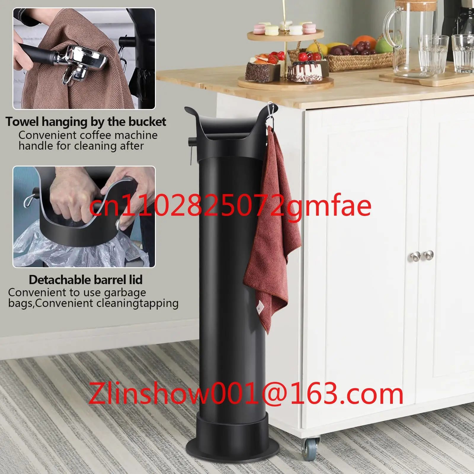 Commercial Knockbox for Espresso Coffee Grounds Floor Standing Knock Box with Garbage Bags and Towels