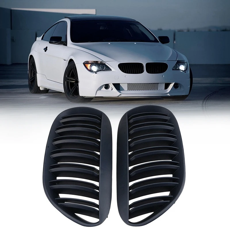 ตะแกรงครอบไฟหน้ารถกันชนหน้าสีดำด้านสำหรับรถยนต์ BMW E63 M6 645Ci 650I E64 2D 2004-2010