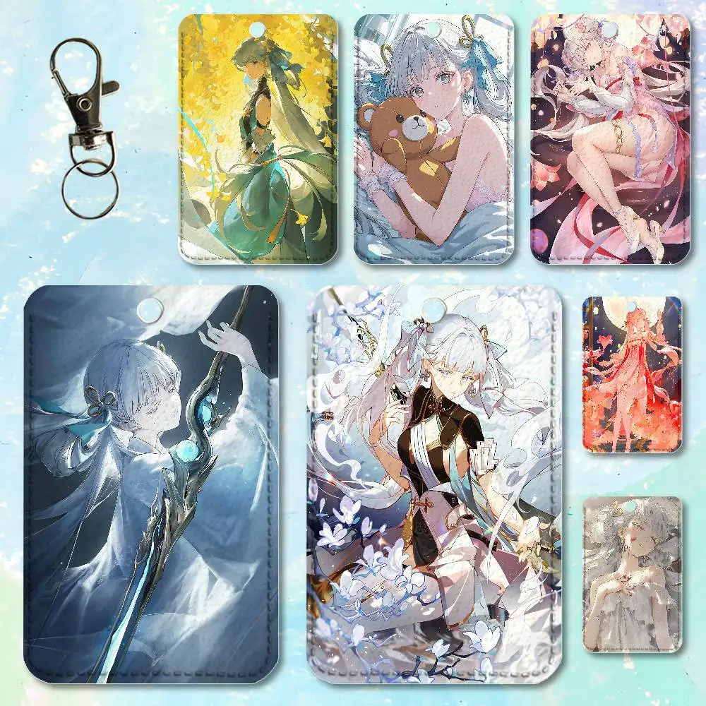 

J-Jinhsi W-Wuthering Waves Premium PU Leather Card for Daily Use Holder Card Case with Metal Carabiner Customizable Design