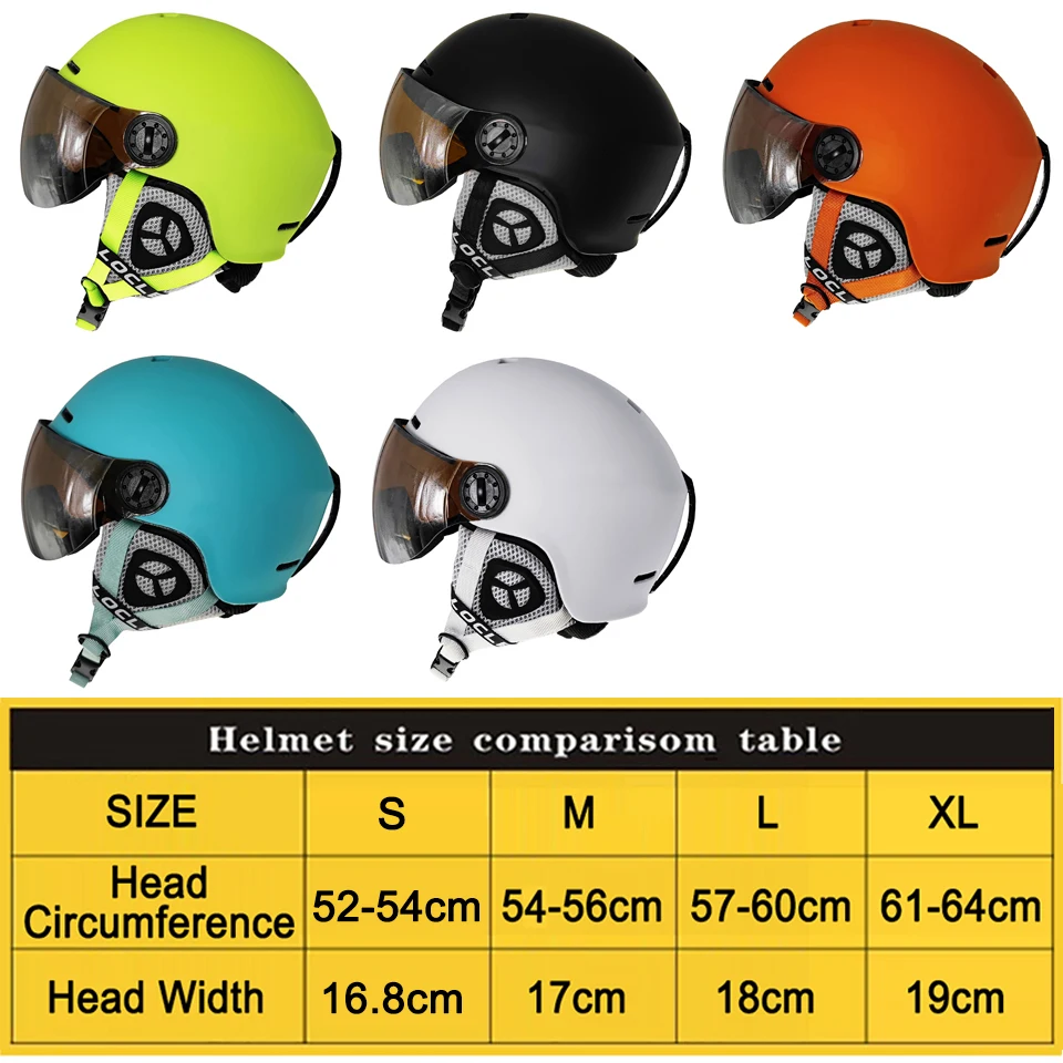 LOCLE Atualização Capacete de Esqui com Óculos Integrados PC + EPS Certificação CE Capacete de Esqui Mulheres Homens Ski Snowboard Capacete de Neve