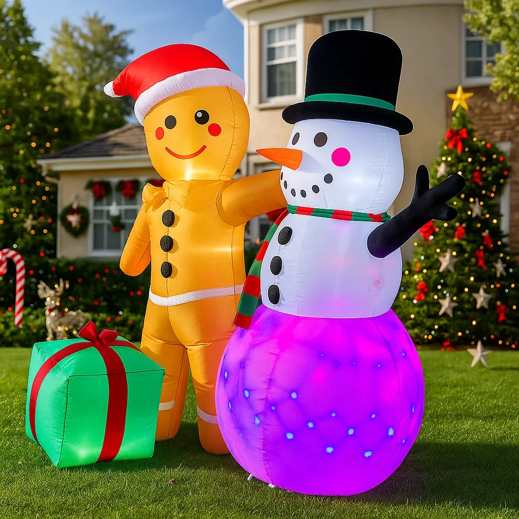 1,8 M/5,9 FT Aufblasbare Lebkuchenmann Schneemann Geschenk Box Led-leuchten Hause Dekoration Spielzeug Hof Weihnachten Ornament Urlaub decor Liefert