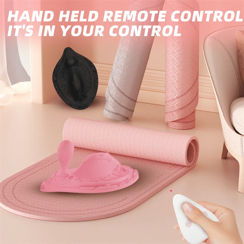 Remote control massager with silicone body, USB power supply, and modern adult wellness presentation