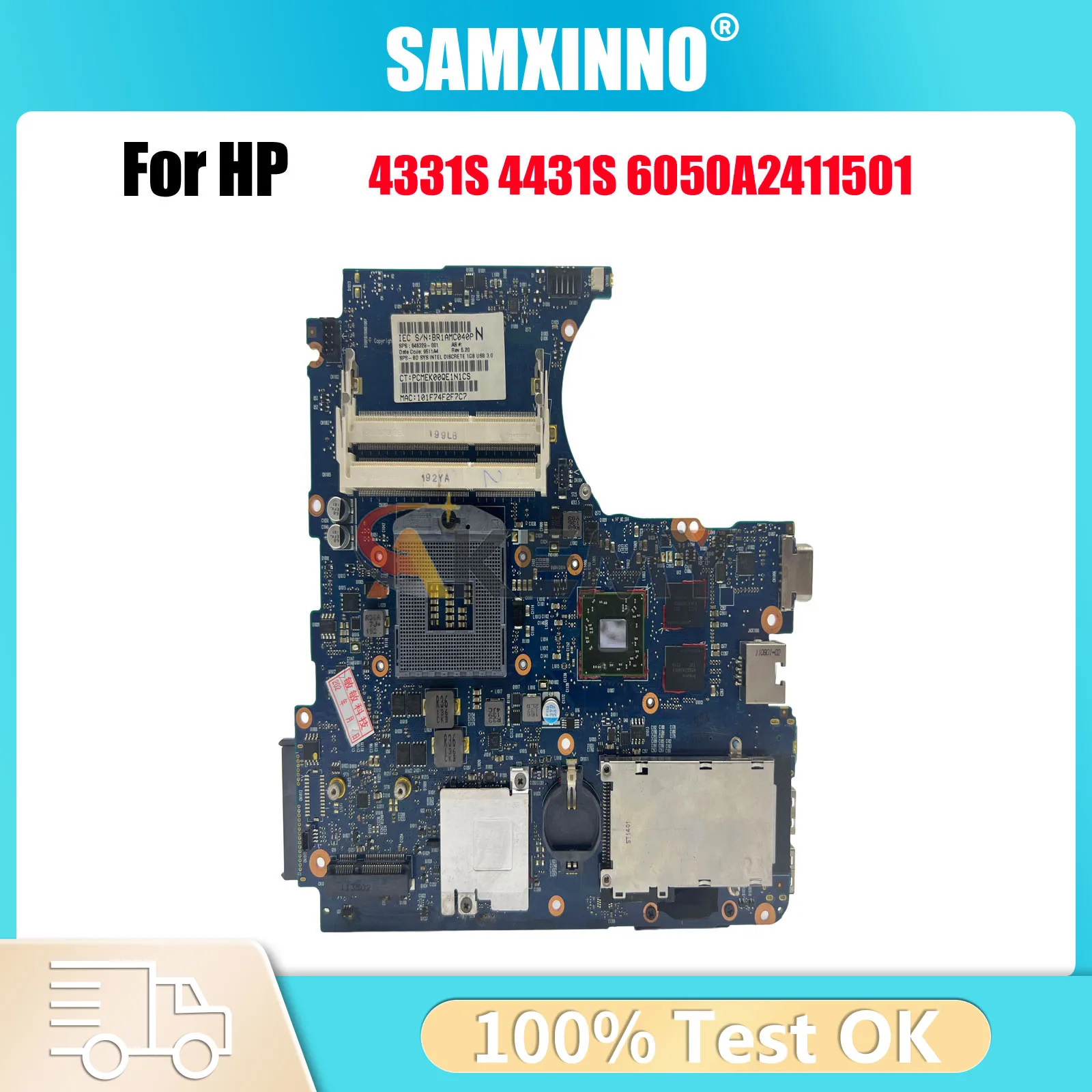 

6050A2411501 для ноутбука HP ProBook 4431S 4330S, материнская плата 646328-001 с графическим процессором HM65 DDR3 HD7450, 100% полностью протестировано