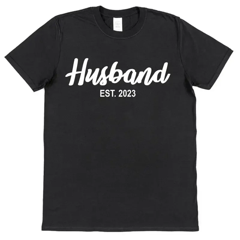 Personalised Husband Est T Shirt Groom Funny Stag New Hubby Wedding Date