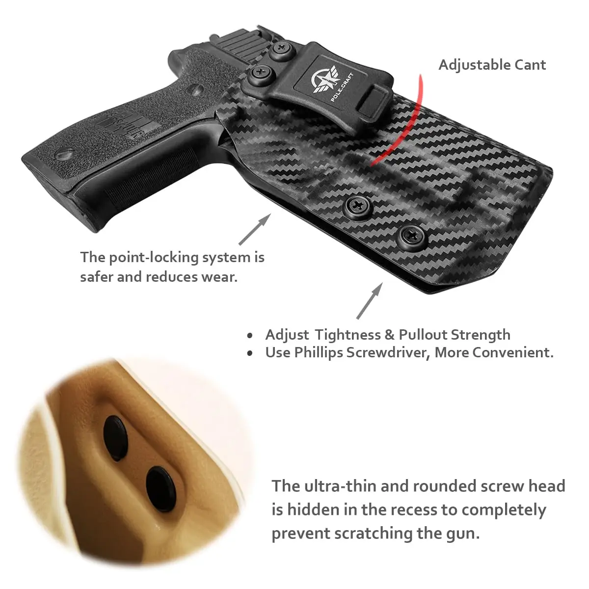 Imagem -04 - Fibra de Carbono Kydex Coldre para Sig Sauer Iwb Tamanho Completo 44 Barril Coldres Direito Carry P226 P226