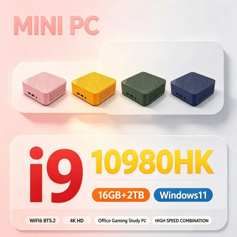 Intel I9‑10980HK Mini Desktop PC 16GB RAM 1‑2TB SSD Windows11 WiFi6 BT5.2 High‑Speed Compact Host For Home Office Work Use