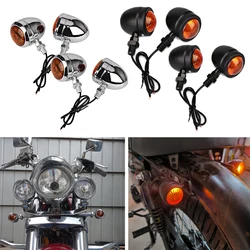 4pcs Turn Signals Motorcycle For Cafe Racer Motorcycle Turn Signals Universal 12V Retro Single Wire Motorbike Turn Signal Light